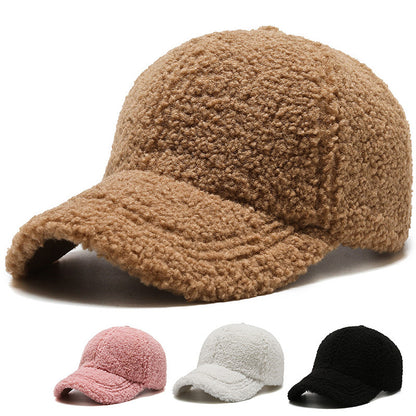 Warm Baseball Cap With Dense Lambswool Knit For Winter Wardrobe And Wind Blocking