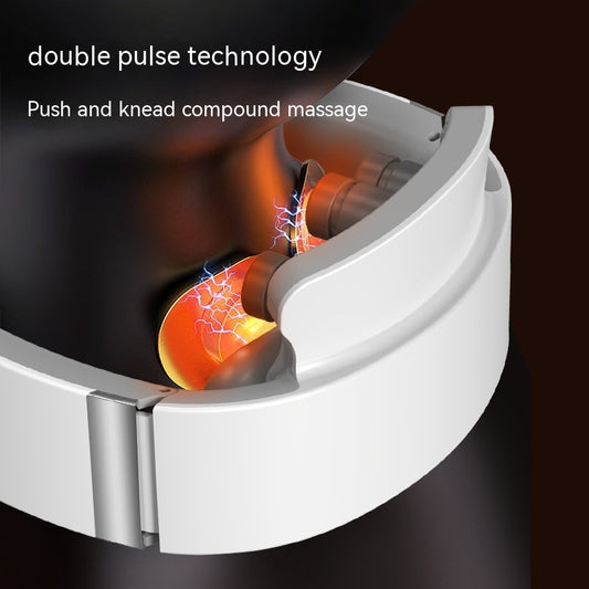 Wireless neck massager with pulse technology and heat featuring double pulse and kneading nodes