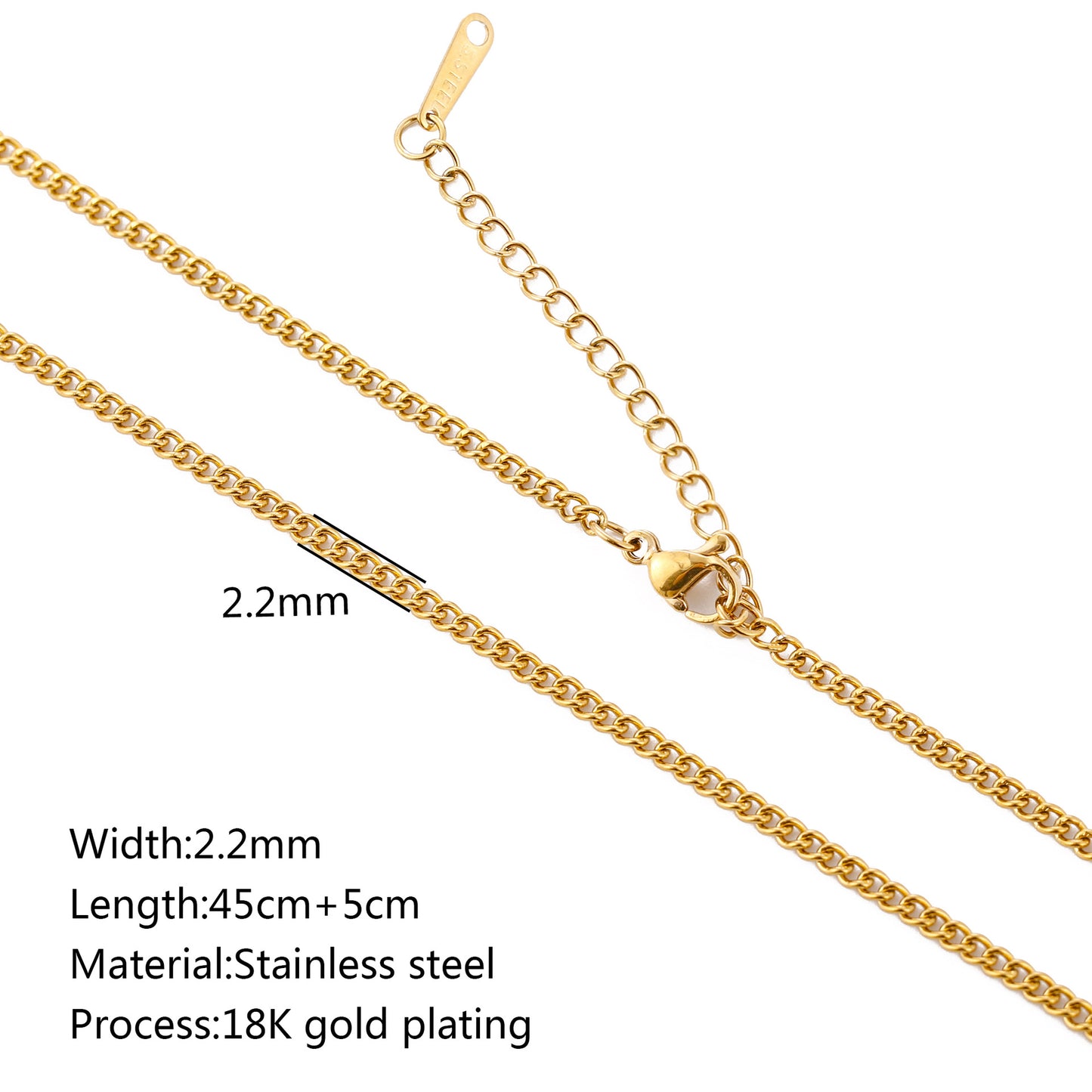 Durable Lip Chain Necklace with 18K Gold Color Vacuum Plating