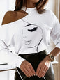 Stylish Off Shoulder Top with Print and Relaxed Fit