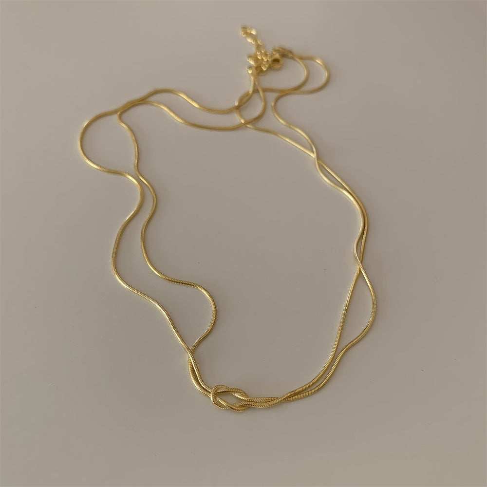 Handcrafted Snake Chain Necklace and Bracelet Set with Gold Finish