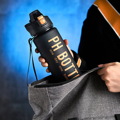 Hand pulling the water bottle from a backpack