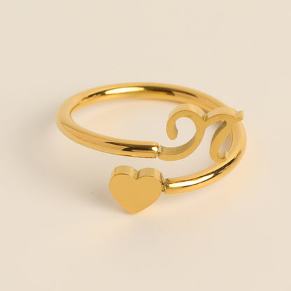 Durable Stainless Steel Ring with 18K Gold Plating and Initials