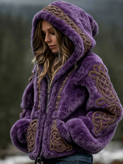 Soft Cardigan Hooded Zip Up With 3D Pattern For City Wear