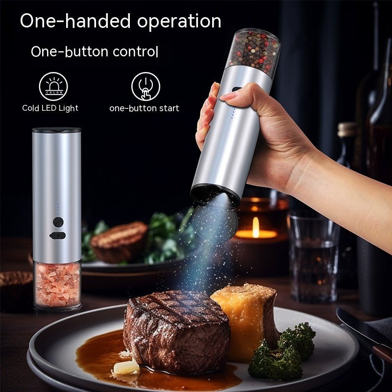 Electric Rechargeable Salt And Pepper Grinder Set With LED - Merch Gone Viral