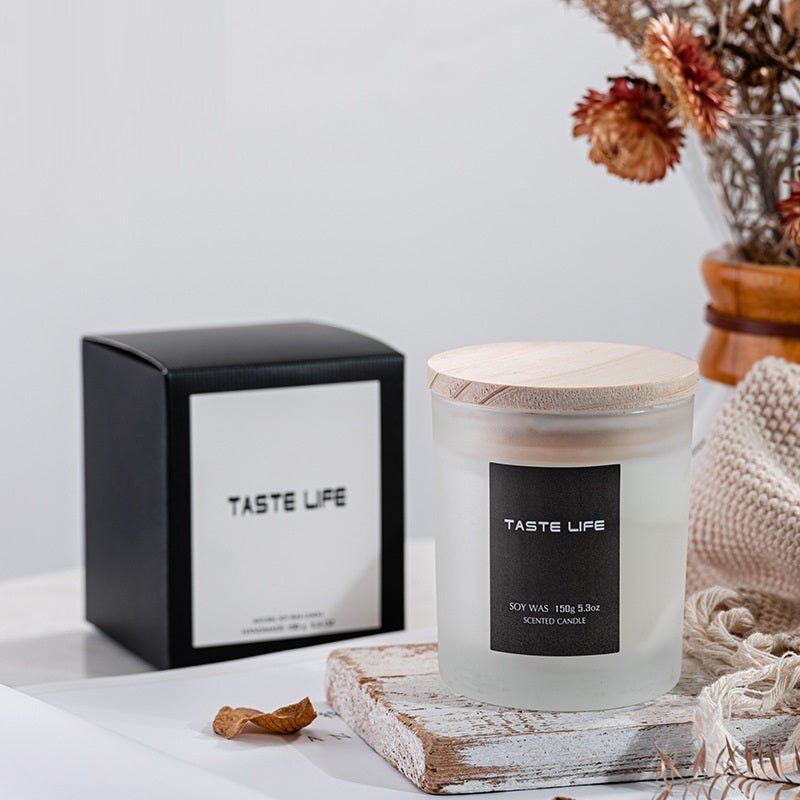 Elegant Soy Wax Candle Smokeless Handmade with Wooden Cover - Merch Gone Viral