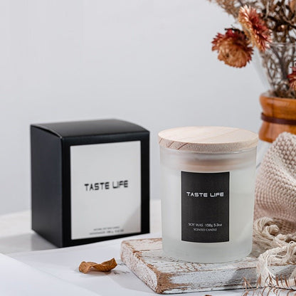 Elegant Soy Wax Candle Smokeless Handmade with Wooden Cover - Merch Gone Viral