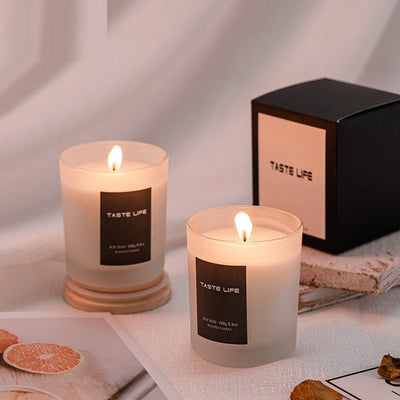 Handmade soy wax jar candle with wooden lid