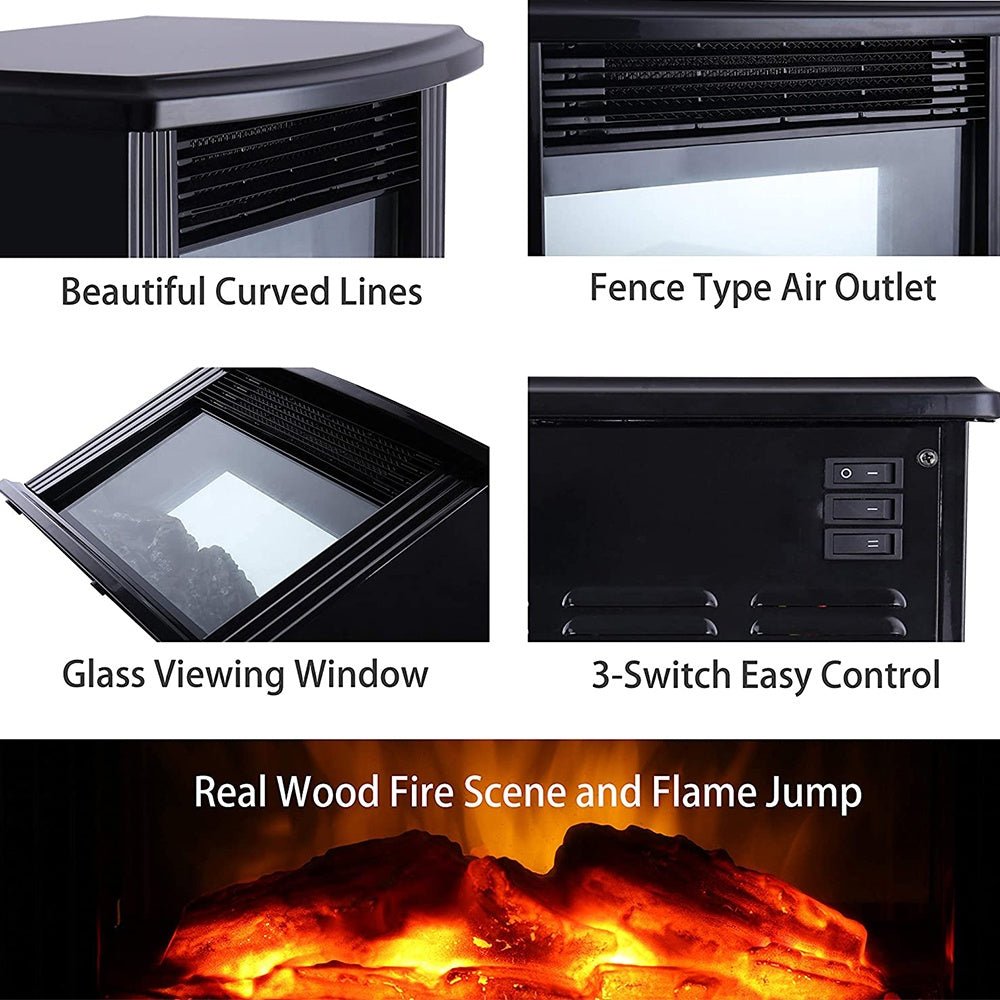 European Style Electric Fireplace Heater LED Flame Effect Stove With Remote Control - merch gone viral.