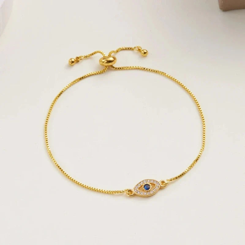 Zircon Evil-Eye Adjustable Bracelet, alternate product view on a white background.