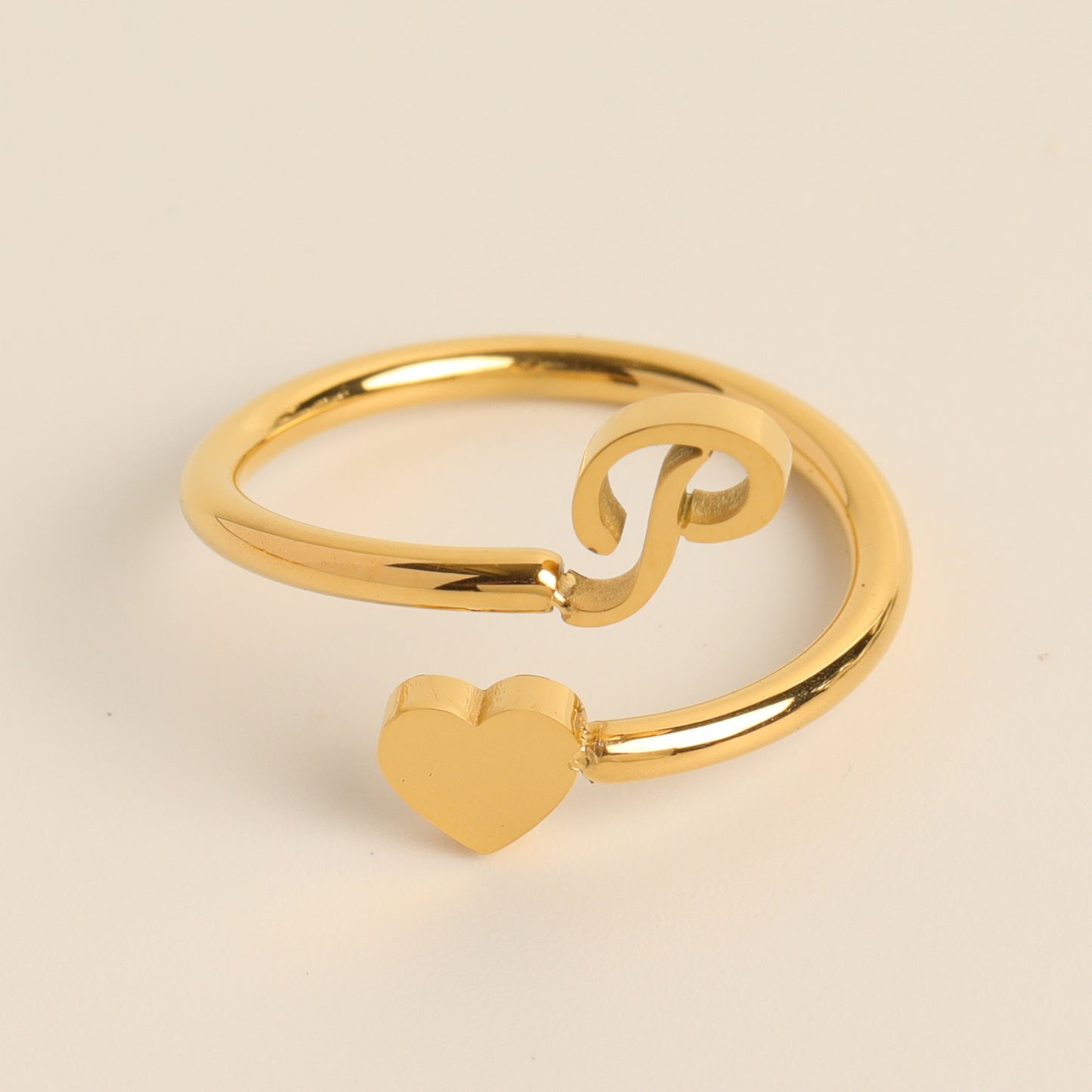 Durable Stainless Steel Ring with 18K Gold Plating and Initials
