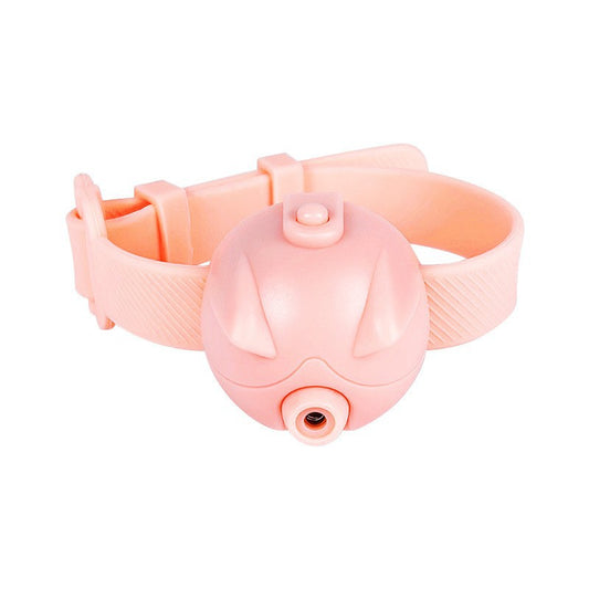Cat laser collar rechargeable automated toy in pink with adjustable strap