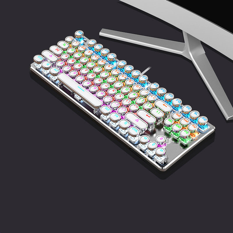 Retro Keyboard and Mouse Set with Metal Frame LED Backlit Wired USB 3
