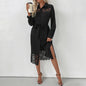 Lace Stitching Shirt Midi Dress Dress