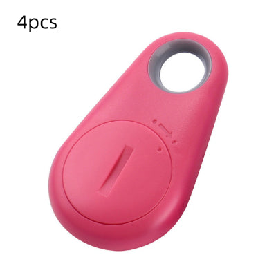 Pink waterproof Bluetooth tracker with grey ring for keys and bags.