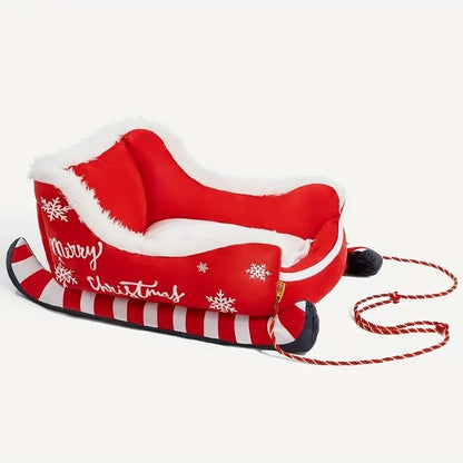 Your Dog Will Love This Christmas Sled Kennel Pet Bed With Red Elk Sled Nest Fabric, Made For Small And Medium Dogs.
