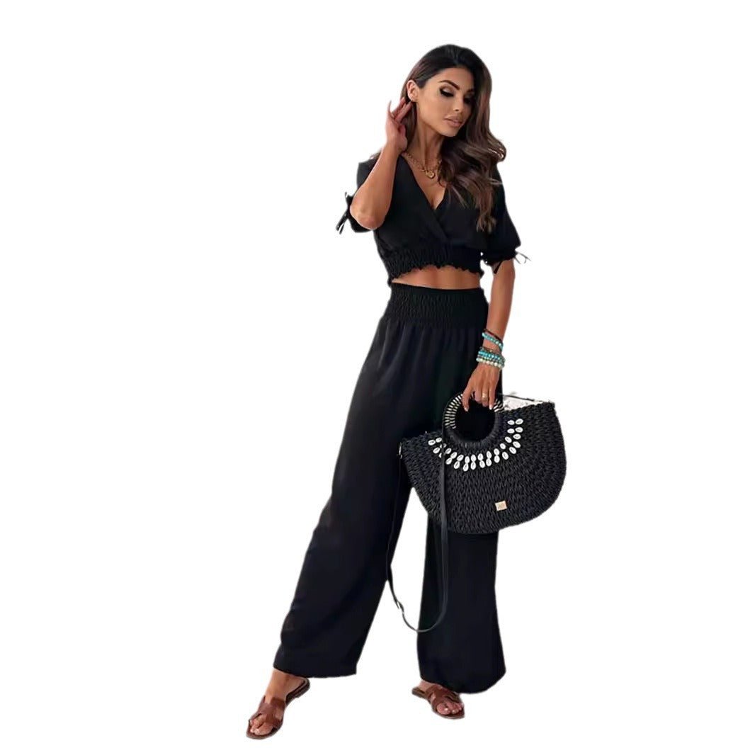 Fashion Women's Wear Half Sleeve Trousers Suit - merch gone viral.