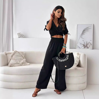 Fashion Women's Wear Half Sleeve Trousers Suit - merch gone viral.