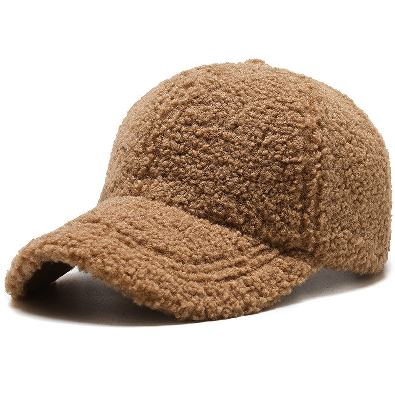 Warm Baseball Cap With Dense Lambswool Knit For Winter Wardrobe And Wind Blocking