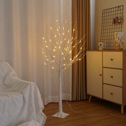 Plastic LED Christmas Scene Lights Birch Silhouette with 120 Cm Length and 64 LEDs and Bendable Design and 4.5V Power