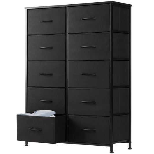 wide cloth-drawer storage dresser with fabric drawers, lifestyle view
