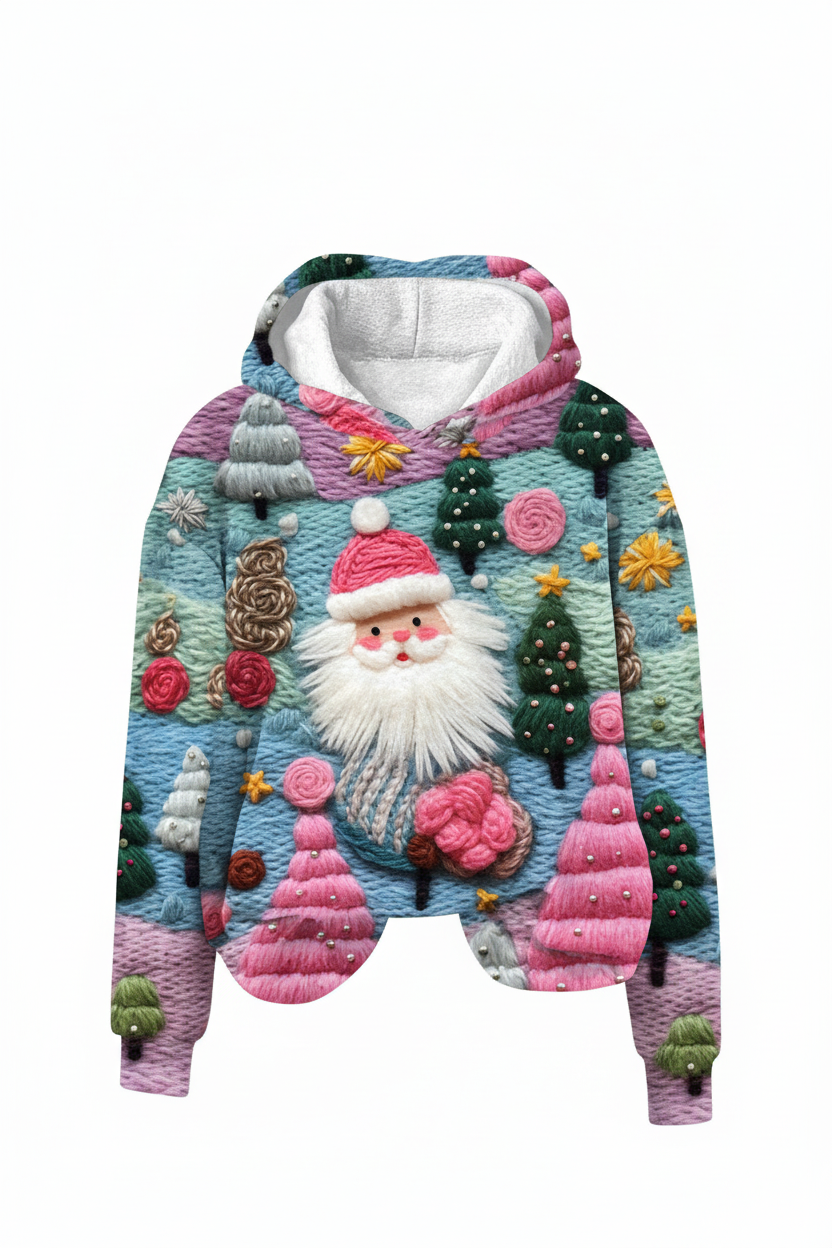 Women's Christmas Printed Casual Hooded Pullover Sweater