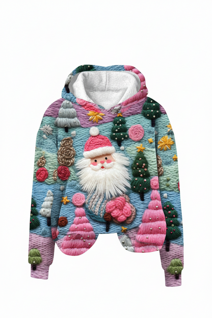 Women's Christmas Printed Casual Hooded Pullover Sweater