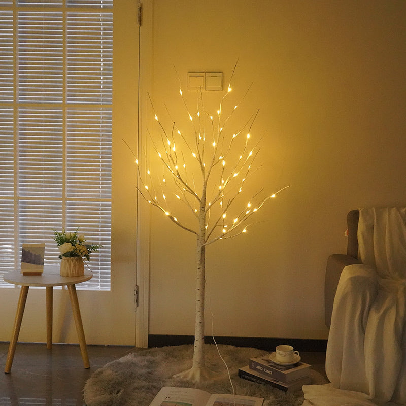 Plastic LED Christmas Scene Lights Birch Silhouette with 120 Cm Length and 64 LEDs and Bendable Design and 4.5V Power