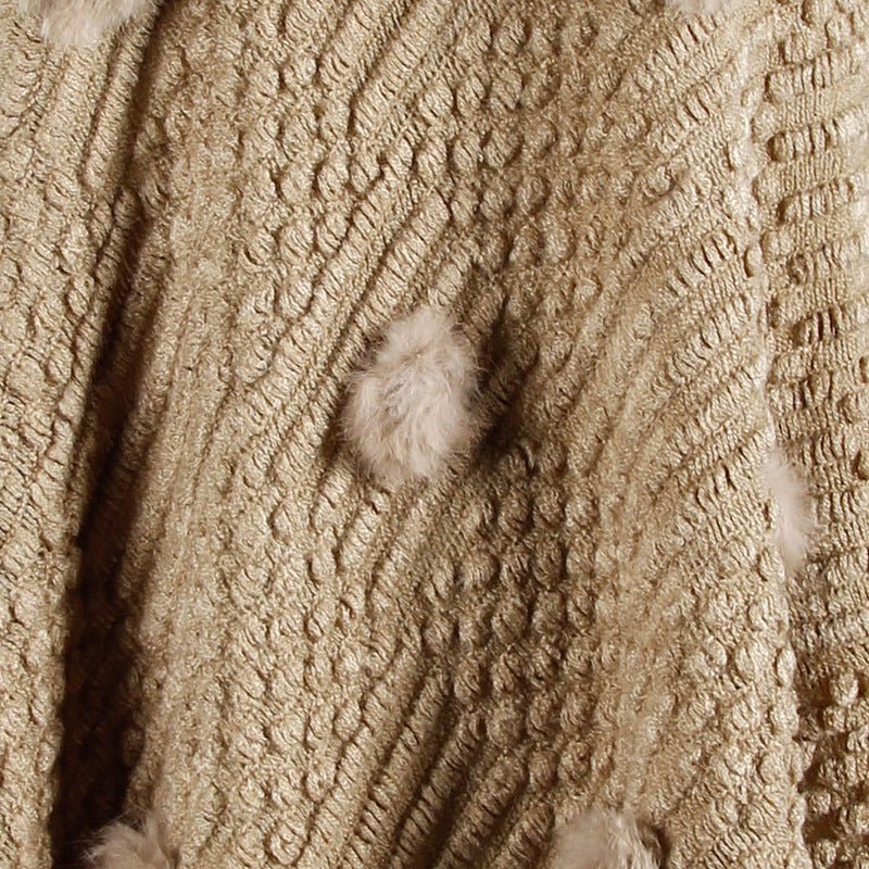 Fringed Cloak Shawl Hair Ball Solid Color Sweater - merch gone viral.