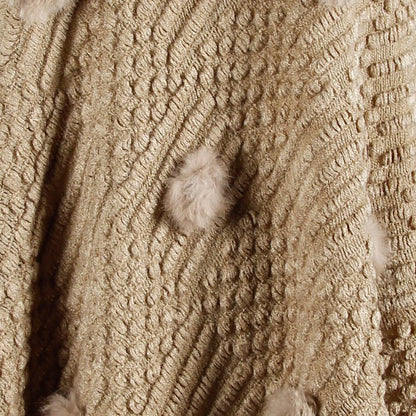 Fringed Cloak Shawl Hair Ball Solid Color Sweater - merch gone viral.