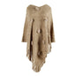 Fringed Cloak Shawl Hair Ball Solid Color Sweater - merch gone viral.