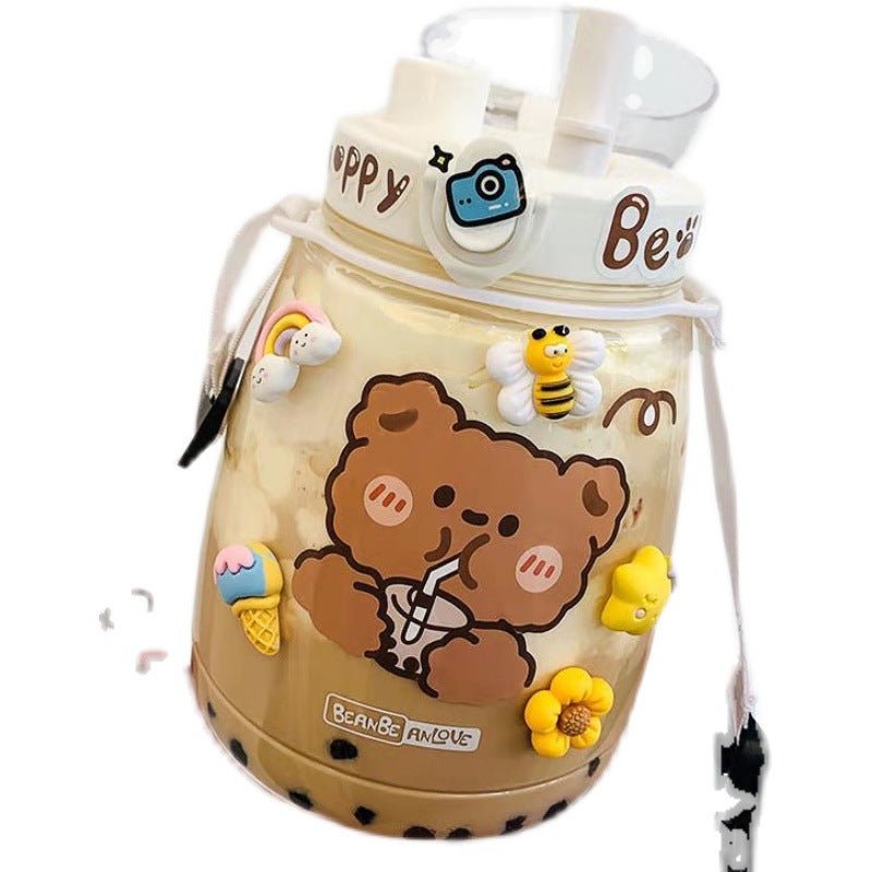Girls Water Bottle With Straw and Shoulder Strap BPA Free Large Capacity - Merch Gone Viral