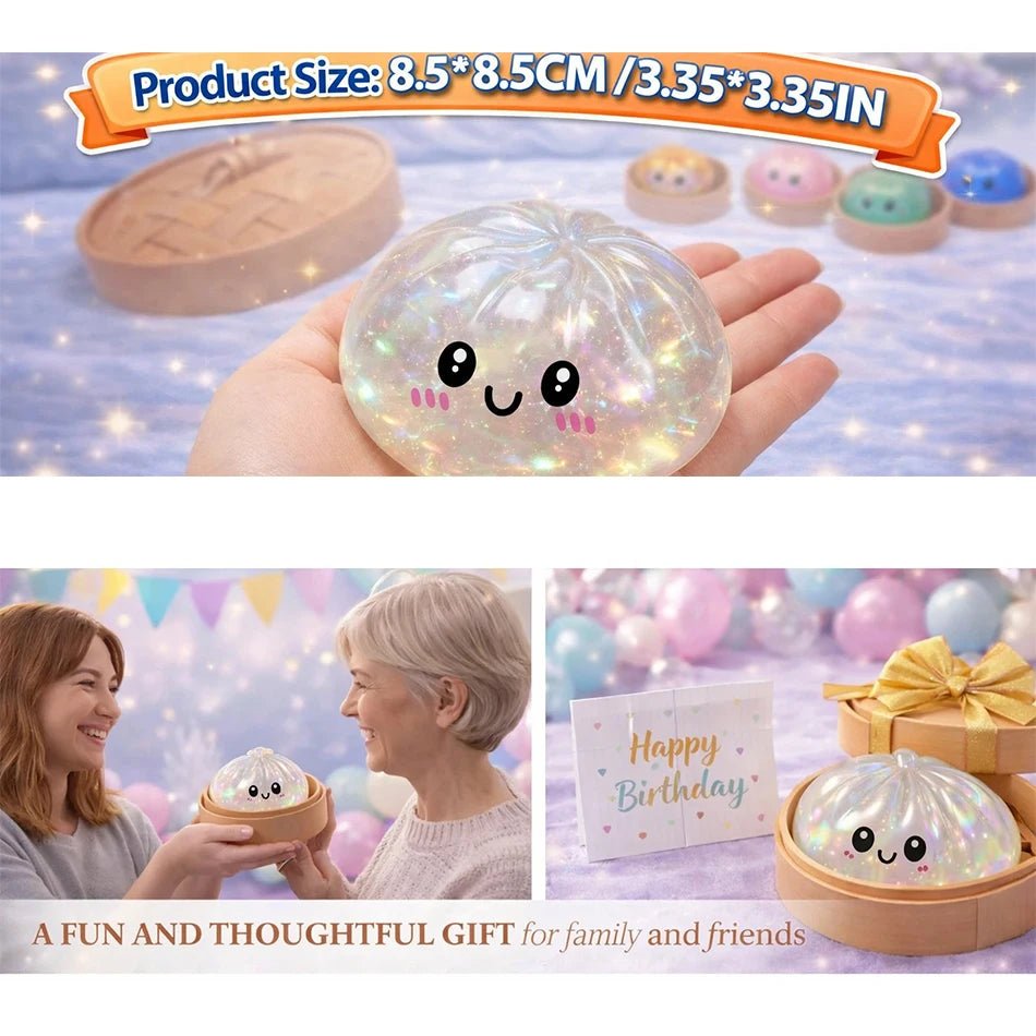 Glitter Dumpling Squishy Toy with Gift Box for Stress Relief - Merch Gone Viral