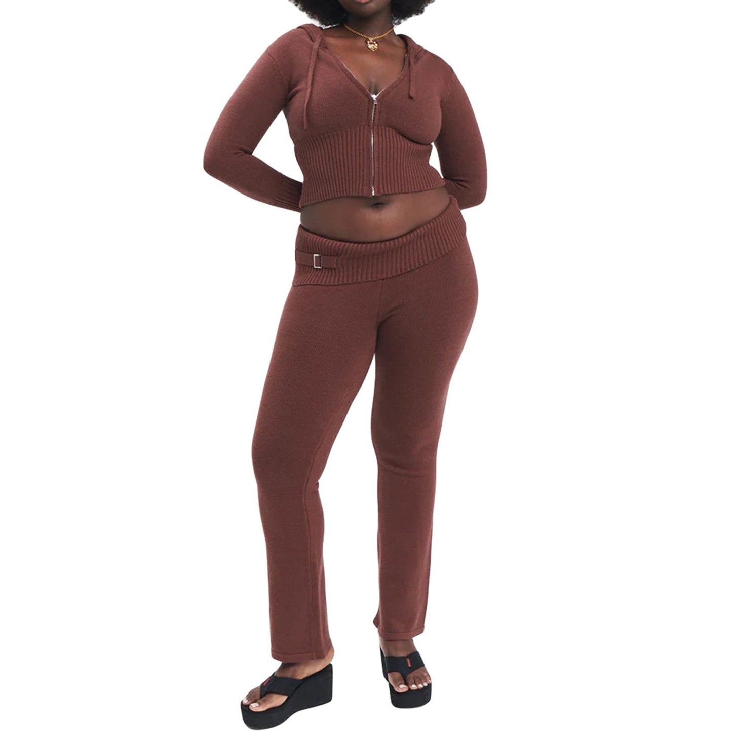 Hoodie Suit Women Leisure Sexy Zip Long Sleeve Sweater And High Waist Long Pants Set - merch gone viral.