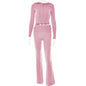 Hoodie Suit Women Leisure Sexy Zip Long Sleeve Sweater And High Waist Long Pants Set - merch gone viral.