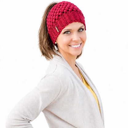 Women's knit open crown beanie hat