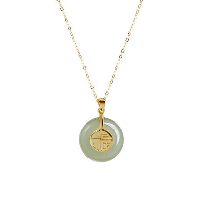 Lab Grown Jade Pendant In 14K Gold For Women Wedding Gift - merch gone viral.