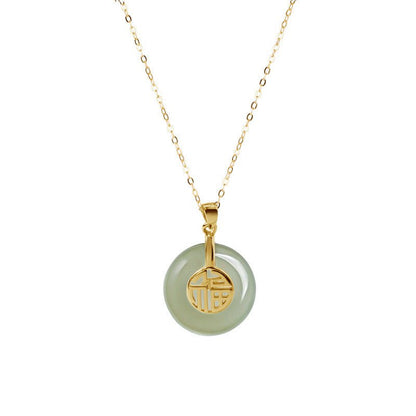 Lab Grown Jade Pendant In 14K Gold For Women Wedding Gift - merch gone viral.