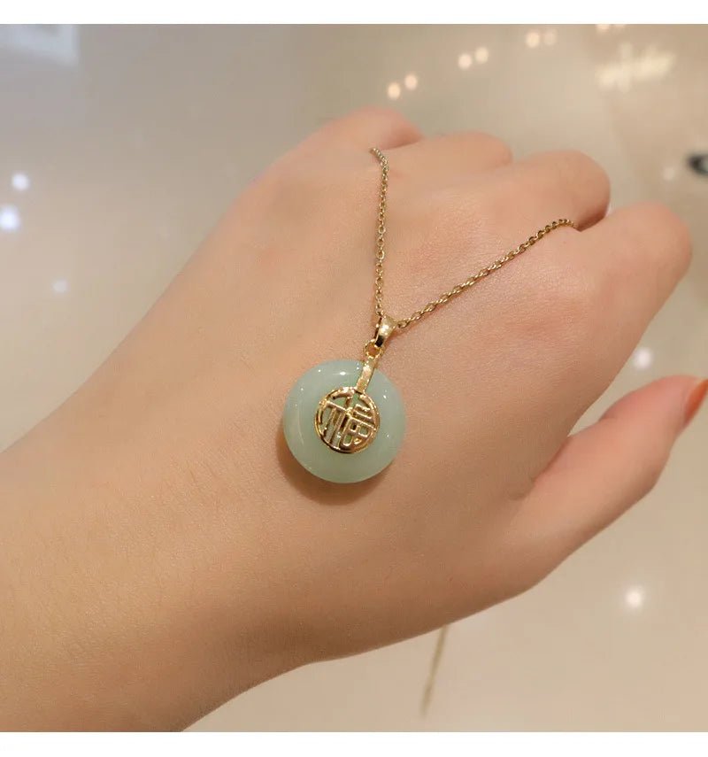 Lab Grown Jade Pendant In 14K Gold For Women Wedding Gift - merch gone viral.