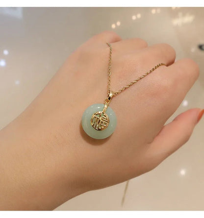 Lab Grown Jade Pendant In 14K Gold For Women Wedding Gift - merch gone viral.