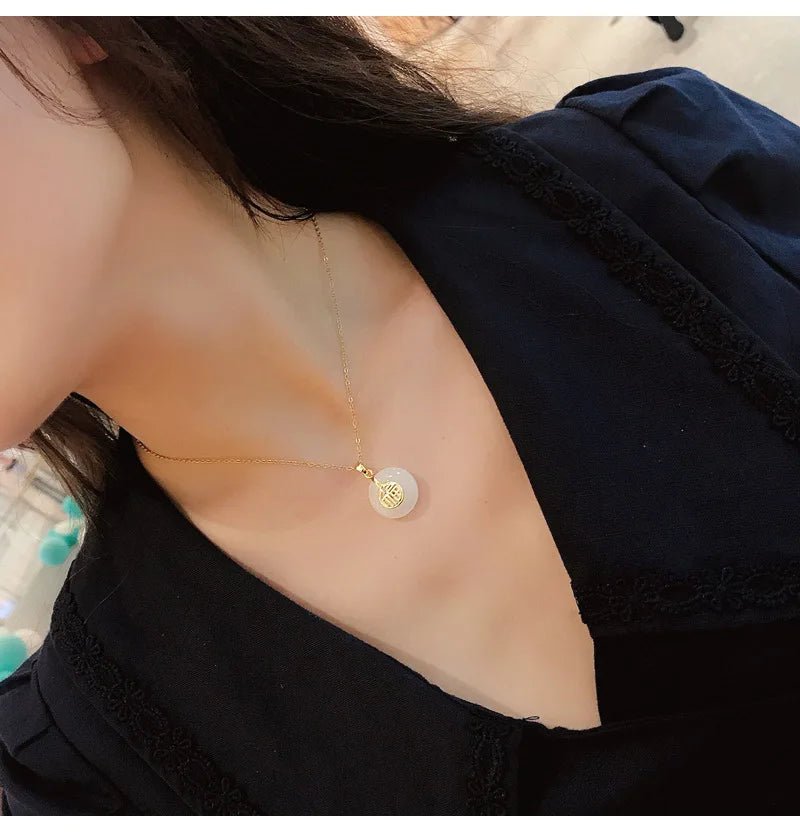 Lab Grown Jade Pendant In 14K Gold For Women Wedding Gift - merch gone viral.