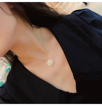 Lab Grown Jade Pendant In 14K Gold For Women Wedding Gift - merch gone viral.