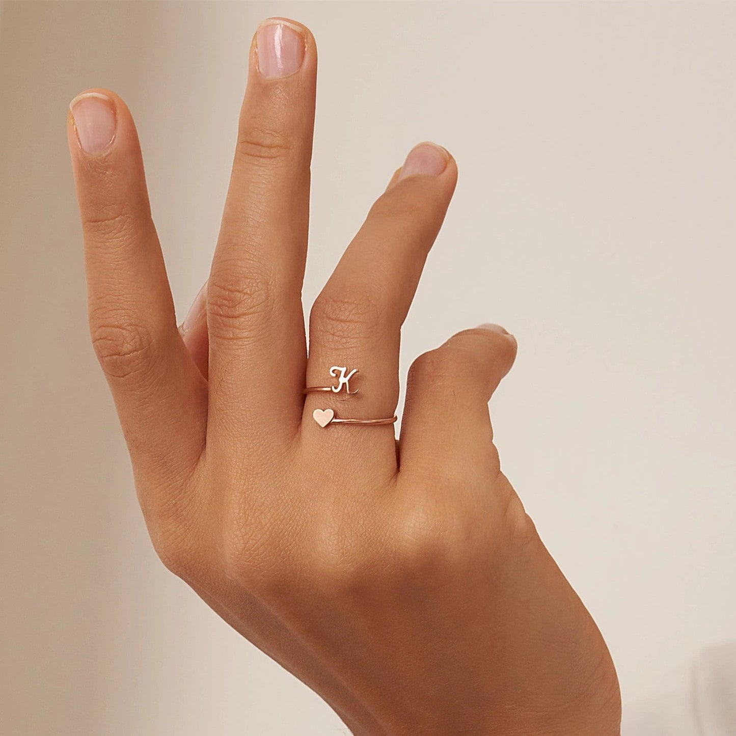 Letter 26 Letter Three - dimensional Love Tail Ring - merch gone viral.