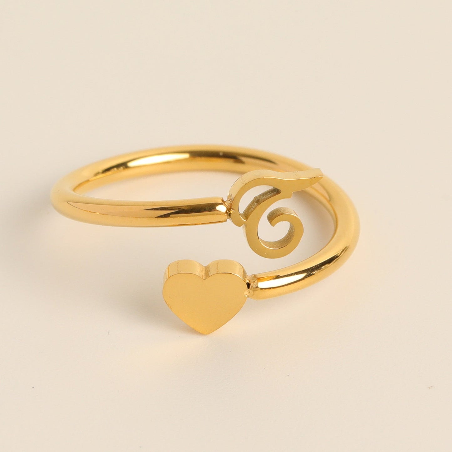 Letter 26 Letter Three - dimensional Love Tail Ring - merch gone viral.