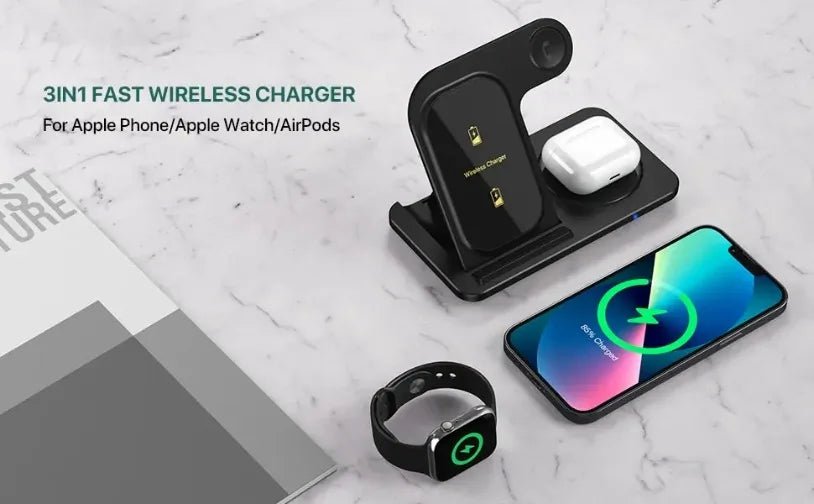 Limited Edition Premium 3 In 1 Wireless Charger Stand Dock Foldable Fast Charge For iPhone Watch AirPods Pro - merch gone viral.