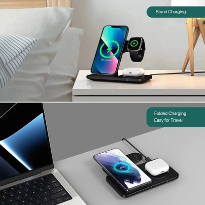 Limited Edition Premium 3 In 1 Wireless Charger Stand Dock Foldable Fast Charge For iPhone Watch AirPods Pro - merch gone viral.