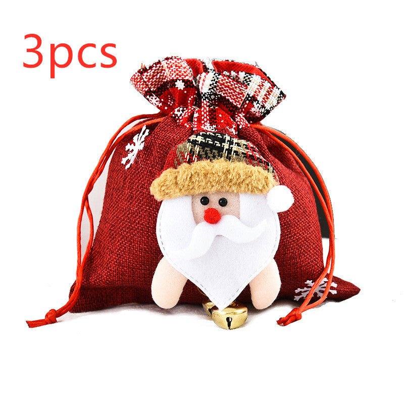 Linen Christmas Handbag Gift Set With Santa Deer Snowman Motifs - Merch Gone Viral