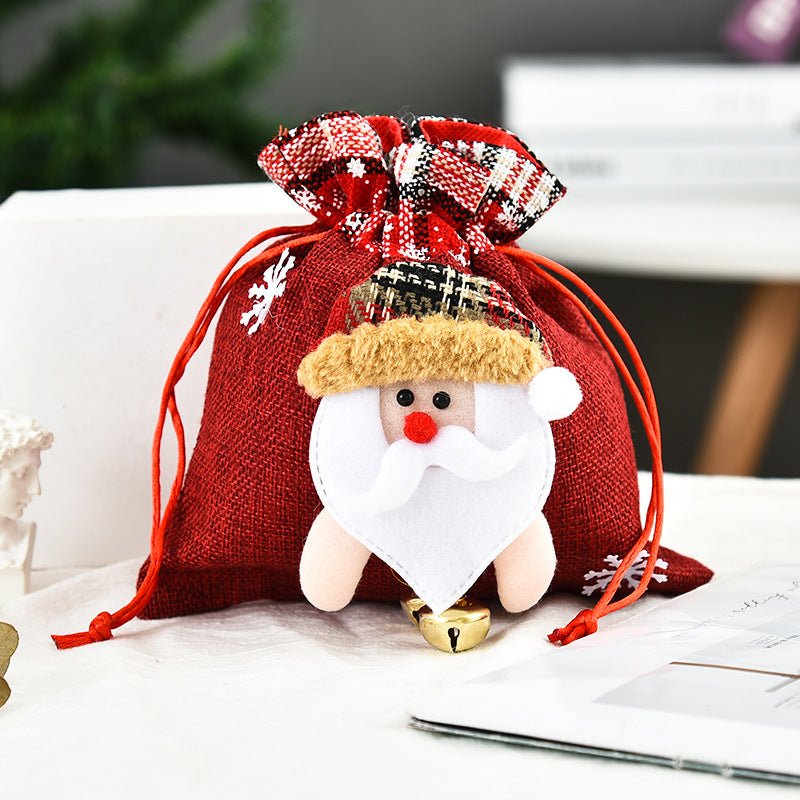 Linen Christmas Handbag Gift Set With Santa Deer Snowman Motifs - Merch Gone Viral