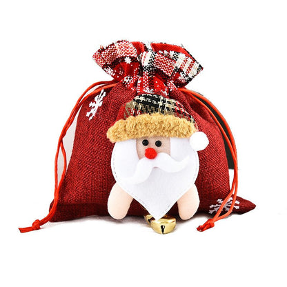 Linen Christmas Handbag Gift Set With Santa Deer Snowman Motifs - Merch Gone Viral