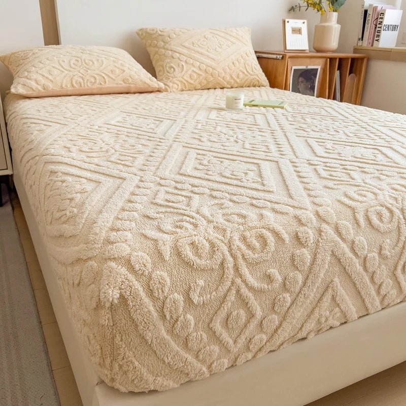 Luxurious Taffeta Fitted Sheet with 3D Floral Design - Soft, Non - Slip,Deep Pocket for Bedroom&Guest Room Comfort,Christmas Present - merch gone viral.